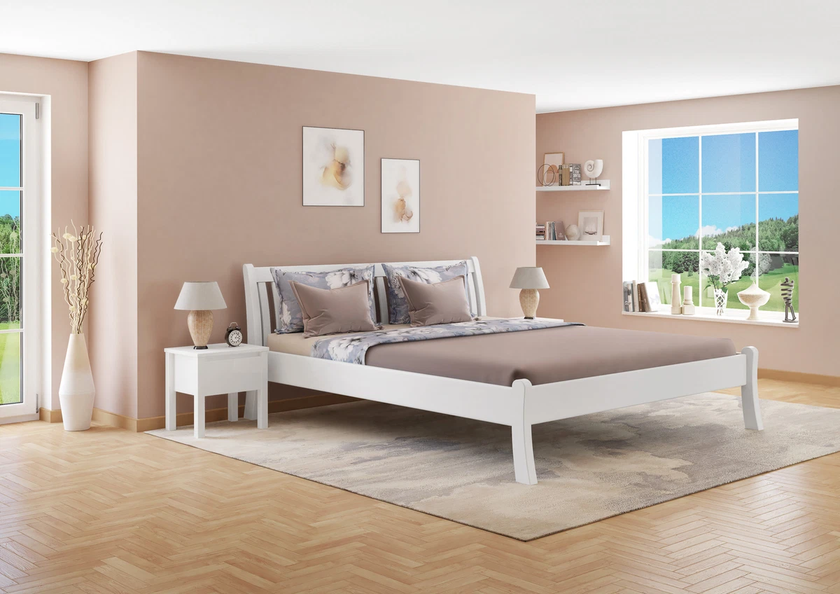 Struttura letto con testiera senza materasso bianco 140x200 cm | Leroy