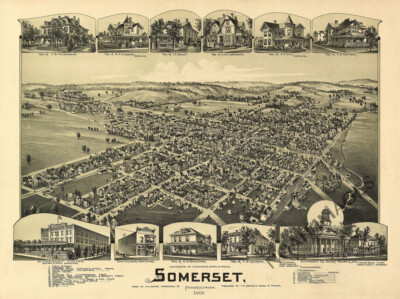 Panoramic Map of somerset Pennsylvania 16x20