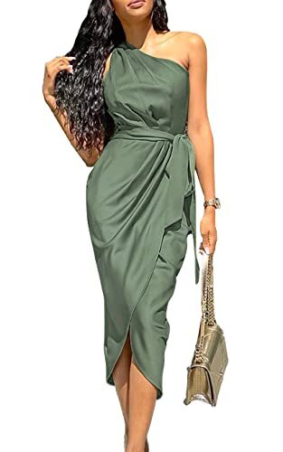 one shoulder sleeveless ruched bodycon dress