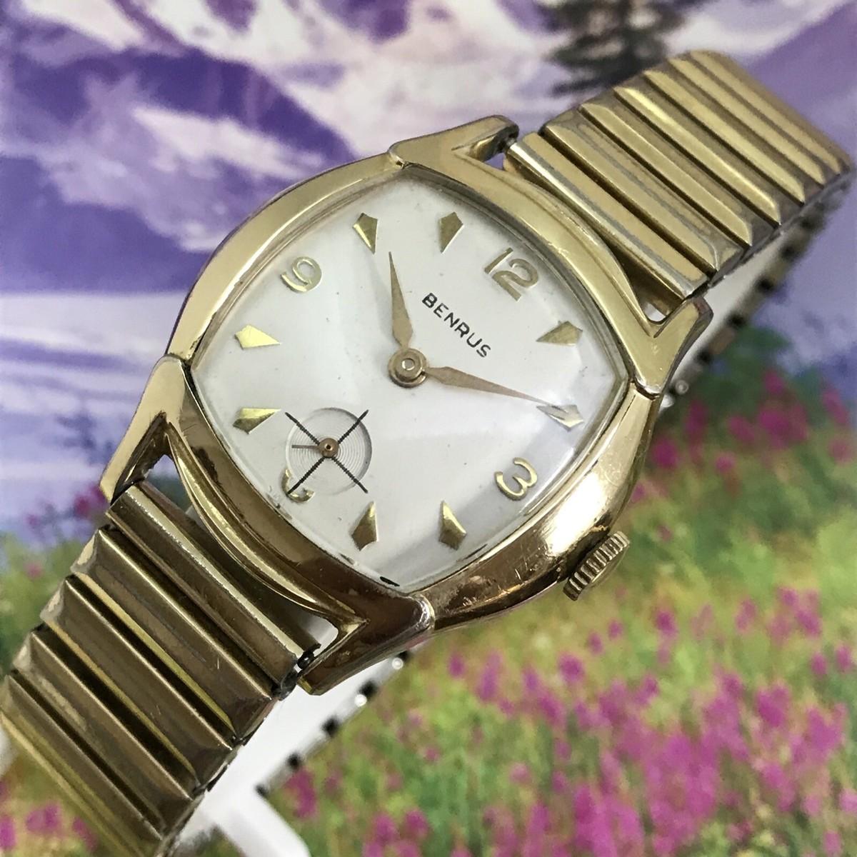 Vintage 1950's Mans BENRUS Hand Wind Running Excellent Fully