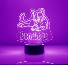 Cat - Kitty - Night Light Lamp - Personalized Name FREE LED Night Lamp Gift