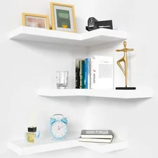 Corner Floating Shelves with Invisible Brackets Corner Shelves Wall Mounted S...