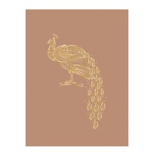 Poster Bild Wanddeko 'Pfau' Gold Braunbeige Retro Skandi von Bloomingville