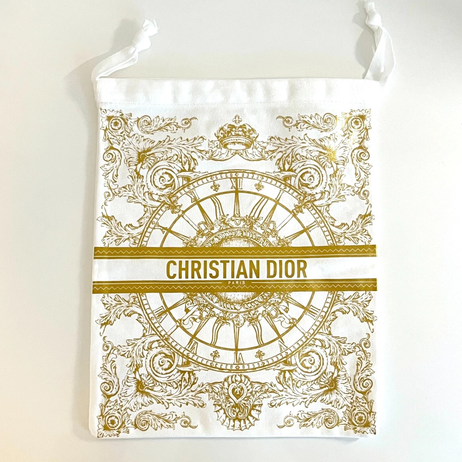 CHRISTIAN DIOR ⭑ Sac à cordon / Pochette cadeau poussière de coton GRAND BAL or   GRAND