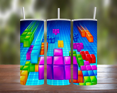 Tetris 99 20 oz & 30 oz Stainless Steel Tumbler w/ Straw & Lid Retro Games