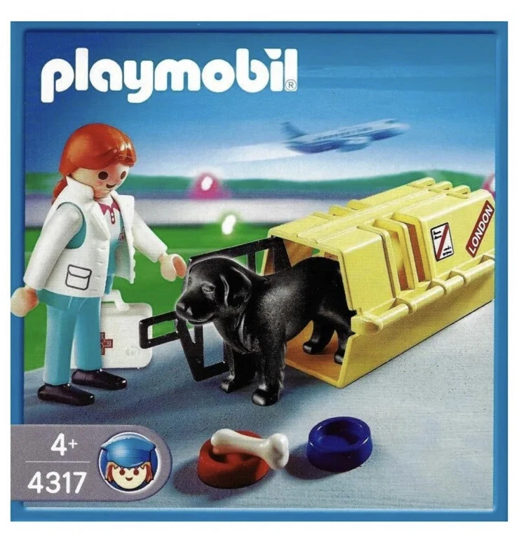 NEW Playmobil 4317 Air Cargo Carrier Dog Veterinary Woman Transport Airport Vet