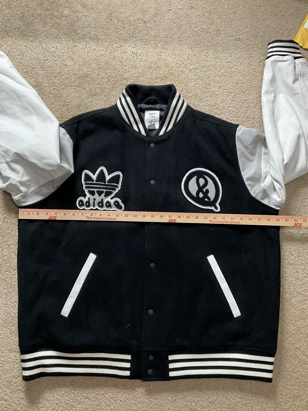 $450 Adidas x United Arrows & Sons Leather Varsity Jacket Black White  CZ8078 2XL