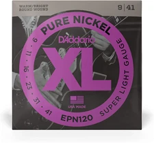 D'addario Pure NICKEL, Super Light, 9-41 Electric Guitar Strings