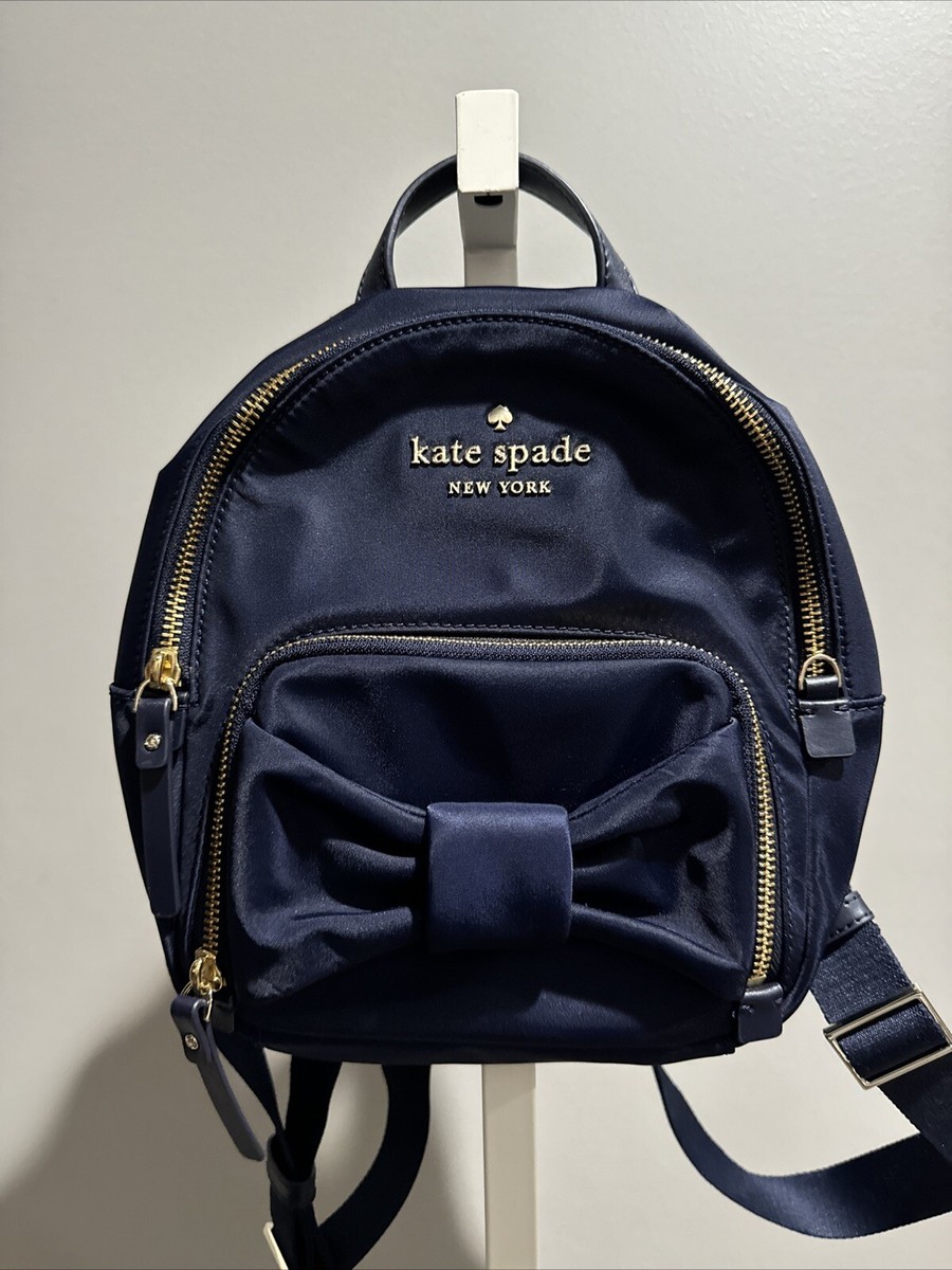 Kate Spadeガールネイビー リボン付きリュック kate spade New York Mini Backpack Ribbon Bag in Navy Blue