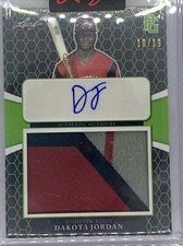 2021 LEAF PERFECT GAME GREEN DAKOTA JORDAN THREE COLOR PATCH AUTO # 10/19