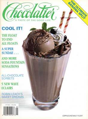 CHOCOLATIER Magazine August/September 1993 Chocolate Sorbet Recipes Soda Floats