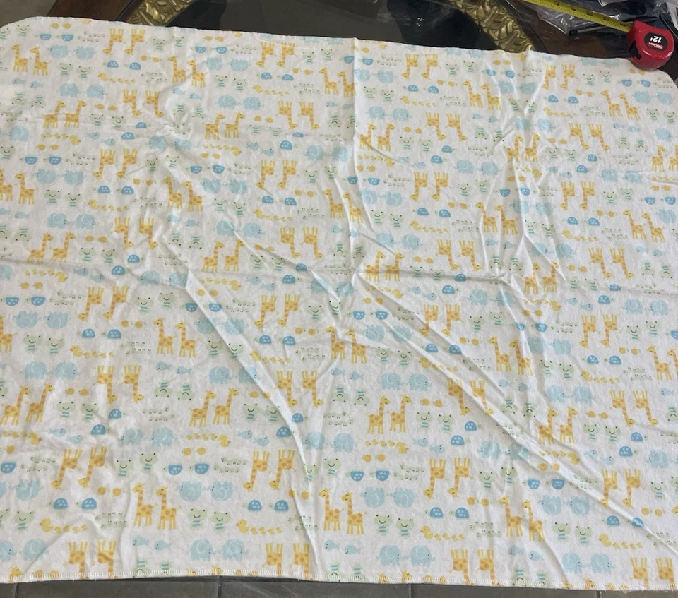VTG Carter's Flannel Jungle Blanket Receiving Giraffe Frog Turtle Duck Elephant - Image 2 of 4