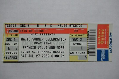 MAJIC SUMMER CELEBRATION FEAT. FRANKIE VALLI+ CONCERT 7/27/2002 FULL TICKET CLE