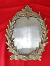 Miroir Ancien au Mercure XVIIIe Cadre Bois Sculpté , H.41cm...