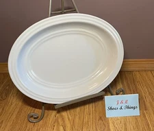 Dash Of That Stoneware 13” Oval Serving Platter  Light Gray EUC