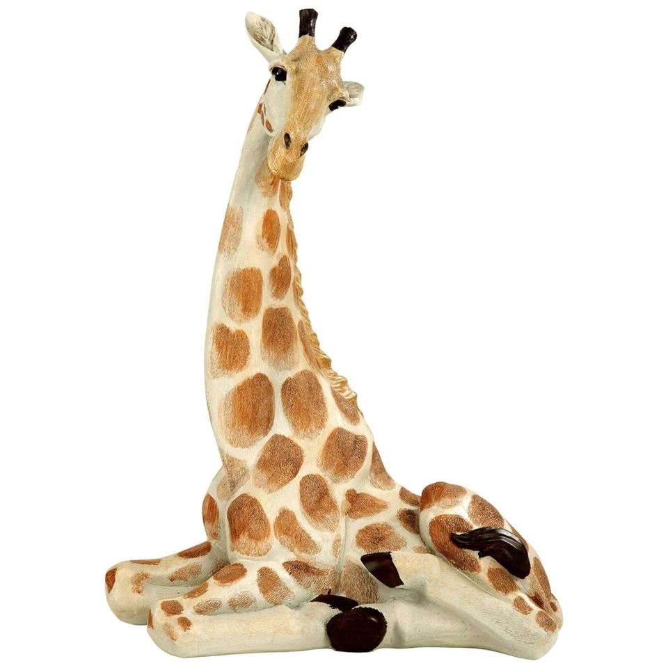 Estátua realista de jardim girafa sentada escultura animal africano estatueta de quintal - Imagem 3 de 4