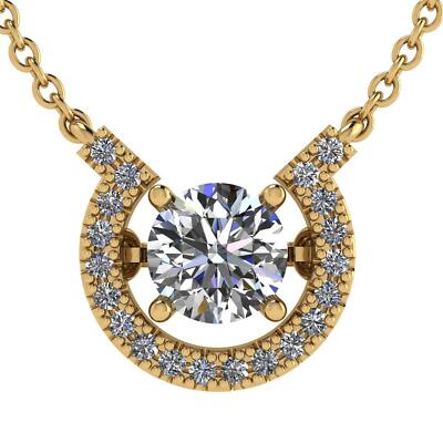 Gelbgold vergoldete 925 Sterling Silber Hufeisen Halskette mit Zirkonia