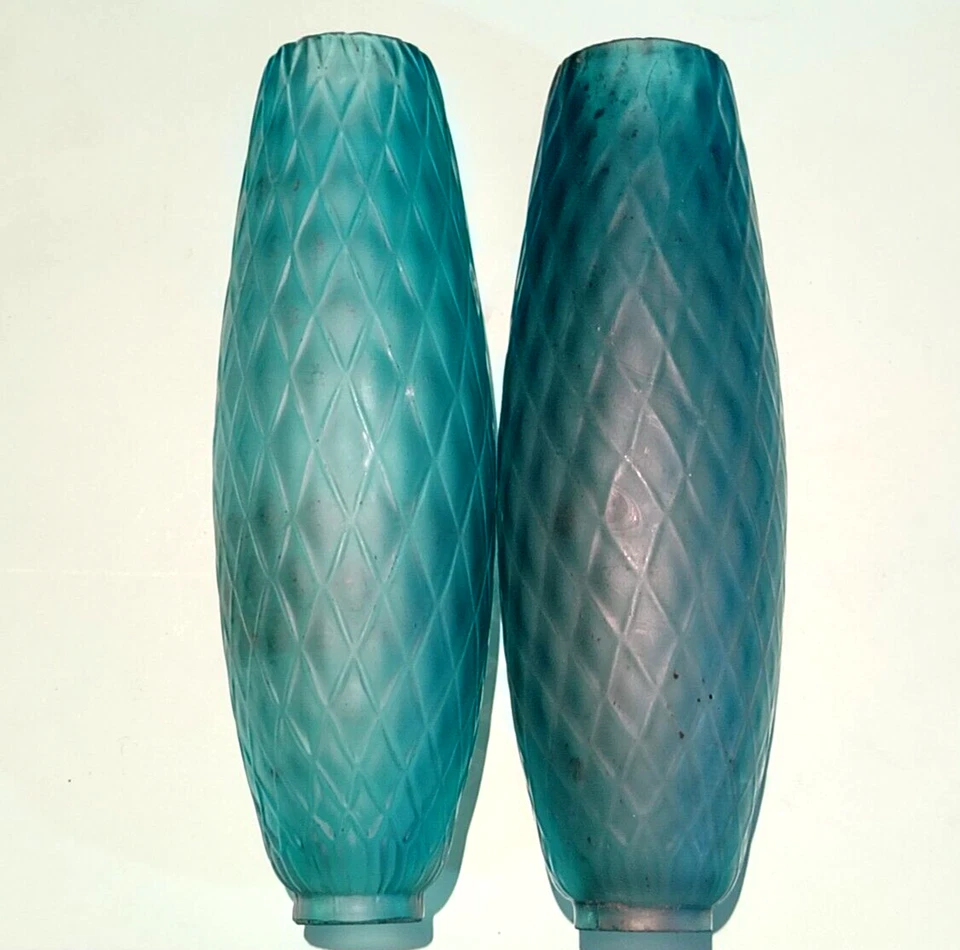 PANTALLA CRISTAL MURANO AZUL, H 168mm, HECHA A MANO Foto 3 de 4