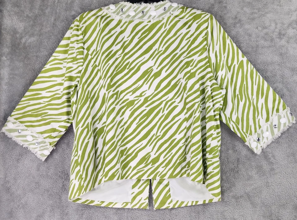 Jaqueta feminina Silk Land 2X padrão zebra verde strass anos 90 retrô vintage - Imagem 3 de 4