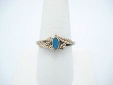 Sterling Silver Blue Quartz Leaf Design 8.9mm Ring Size 9.5