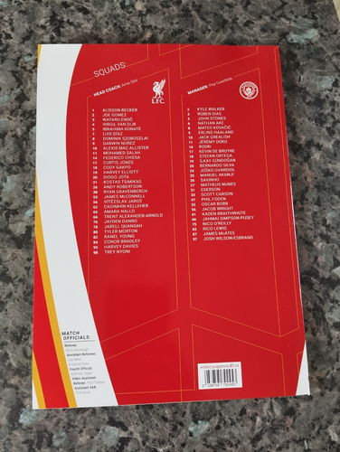 LIVERPOOL FC MATCHDAY PROGRAMME V MANCHESTER CITY FC PLAYED 1/12/24 + TEAMSHEET - Picture 2 of 2