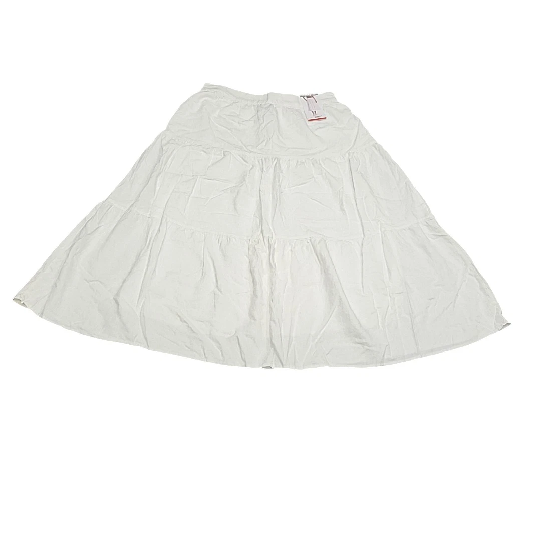 Matty M Women's Linen Rayon Pull On Skirt Medium Size White