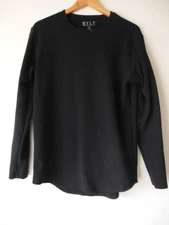 BYLT Shirt Mens Medium Black Thermal Waffle Knit Long Sleeve Crewneck Drop Cut