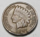 1897 INDIAN HEAD CENT,FULL LIBERTY, DIAMONDS,VERY NICE COIN,SLIGHTLY BENT!!!(A1)