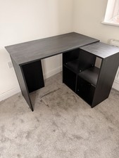 Malibu L-Shape Corner Desk With Storage - Black Wood