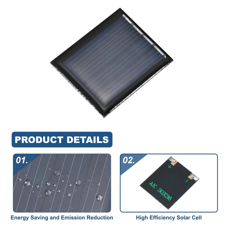 10stk 2V 0,12W 0,06A Mini-Solarmodule, Solar-Photovoltaikzellen, 1,42" x 1,18" - Bild 3 von 4