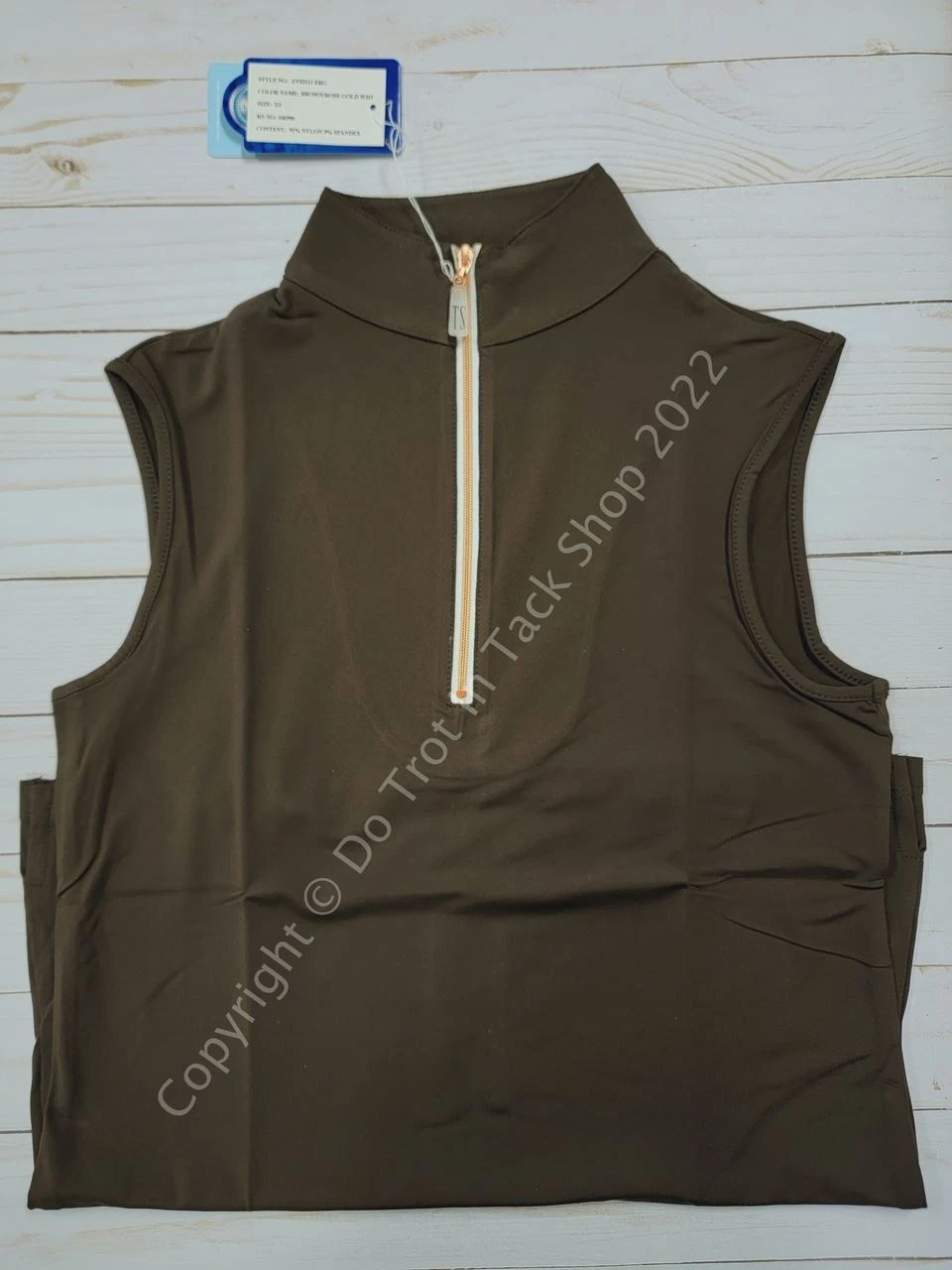 Tailored Sportsman ICEFIL Ziptop Sleeveless Shirt - Espresso Brown/Rose Gold
