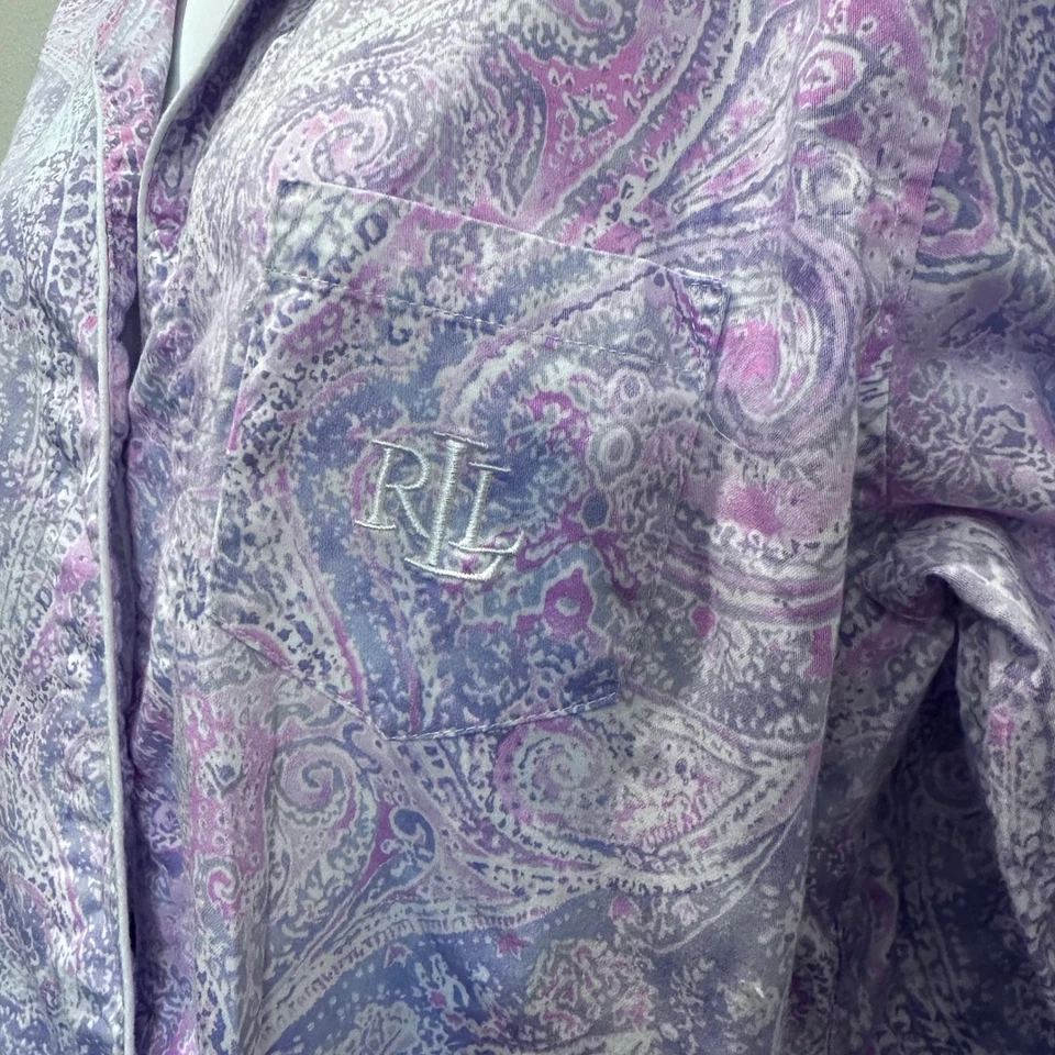 Conjunto de pijama Lauren Ralph Lauren para mujer estampado de cachemira XL pantalones con botones ropa para dormir Foto 3 de 4