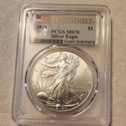 U.S. Mint 2024 American Silver Eagle $1 1 oz .999 Silver PCGS MS70 First