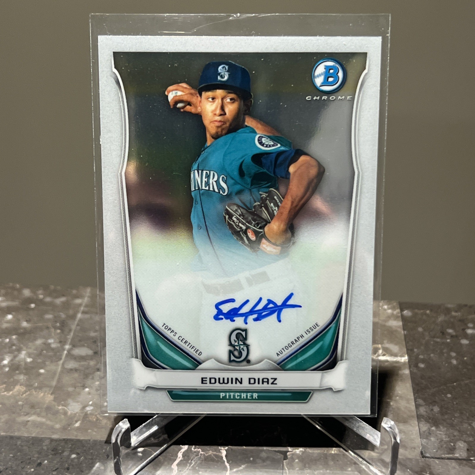 2014 Bowman Chrome Prospects Autographs #BCAP-ED Edwin Diaz Auto Mets Dodgers 