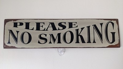 Please No Smoking Metal Sign 19x5 Rustic Brown Rust-Look Wall Decor 