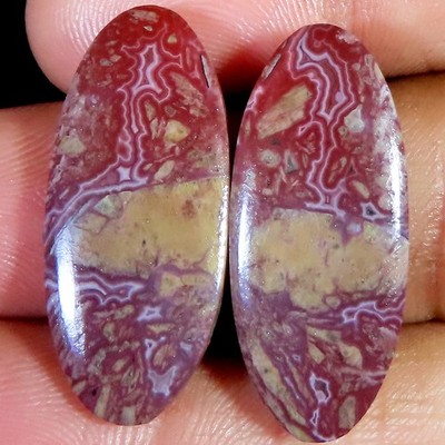 30.75 CT Natürlich Verrückte Spitze Agate Cabochon Oval Paar Edelstein