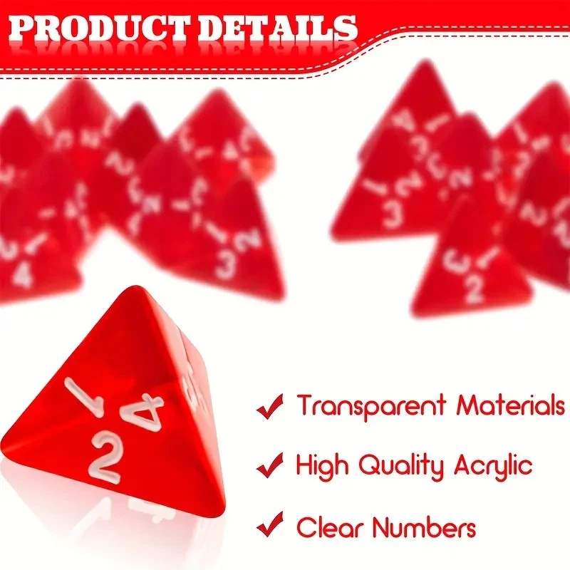 Lot 50pcs D4 Dice Red Gem Health Potion Magic Healing Spell For DND MTG RPG Game - Image 3 of 4