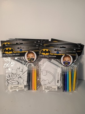 Lot Of 16 Youth Batman Color Your Own Face Mask W/ Marker Set 