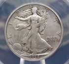 1918 "S" Walking Liberty Half Dollar 50c ANACS EF45 XF #256 Extra Fine ECC&C Inc