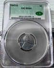 Beautiful 1943-D Steel Penny CAC MS 64