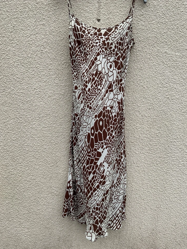 LIZ HURLEY DESIGNER SILK SLIP DRESS BIAS GIRAFFE ANIMAL PRINT 12  - Image 2 of 4