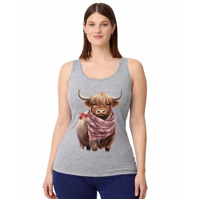 Highland Cow Damen Trägershirt Tank Top Blumen Country Geschenk für Sie