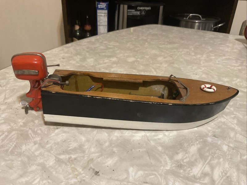 Vintage Japan Toy Wooden Boat MERMAID Battery Operated Engine Tested And Works