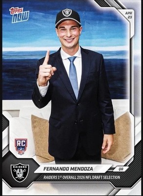 Fernando Mendoza (RC) DRAFT Raiders - 2026 NFL Topps NOW  - Card FMEN in hand