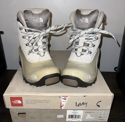 The North Face Ivory And Gray Insulated Winter Boots