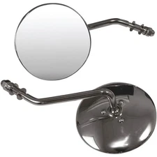 Emgo 4" Chrome Stamped Screw-In Mirror With 4" Stem - Round - Chrome - Pair |