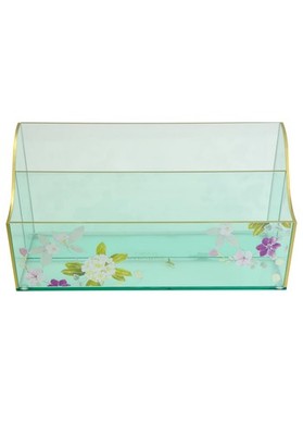 Papyrus Green Aqua Acrylic Mail Organizer   Small Desktop Holder for Mail & Card