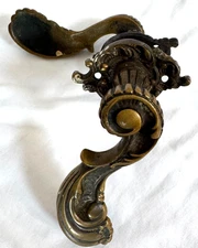 Set of antique bronze door levers (handles), shell motif