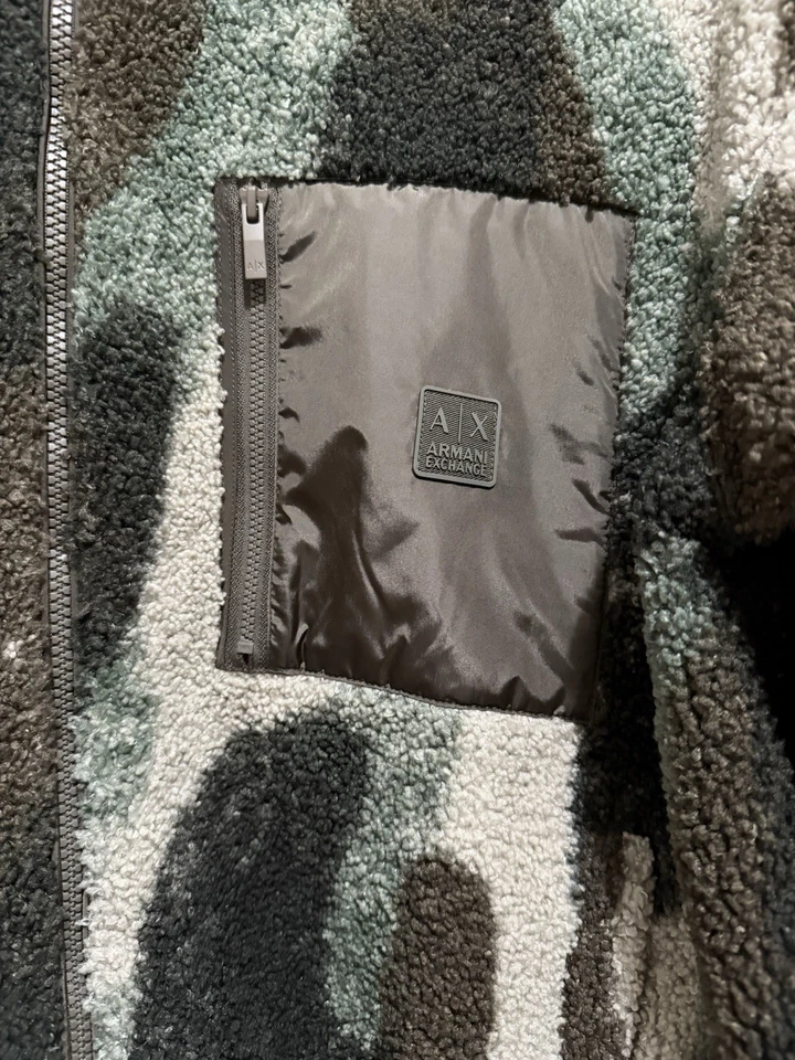 Armani Exchange Reversible Sherpa Camo Full-Zip Blouson Jacket (Size M). - Image 3 of 4