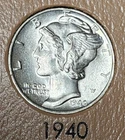 1940 P Philadelphia D Denver S San Francisco Mercury Dimes Silver 10C .10